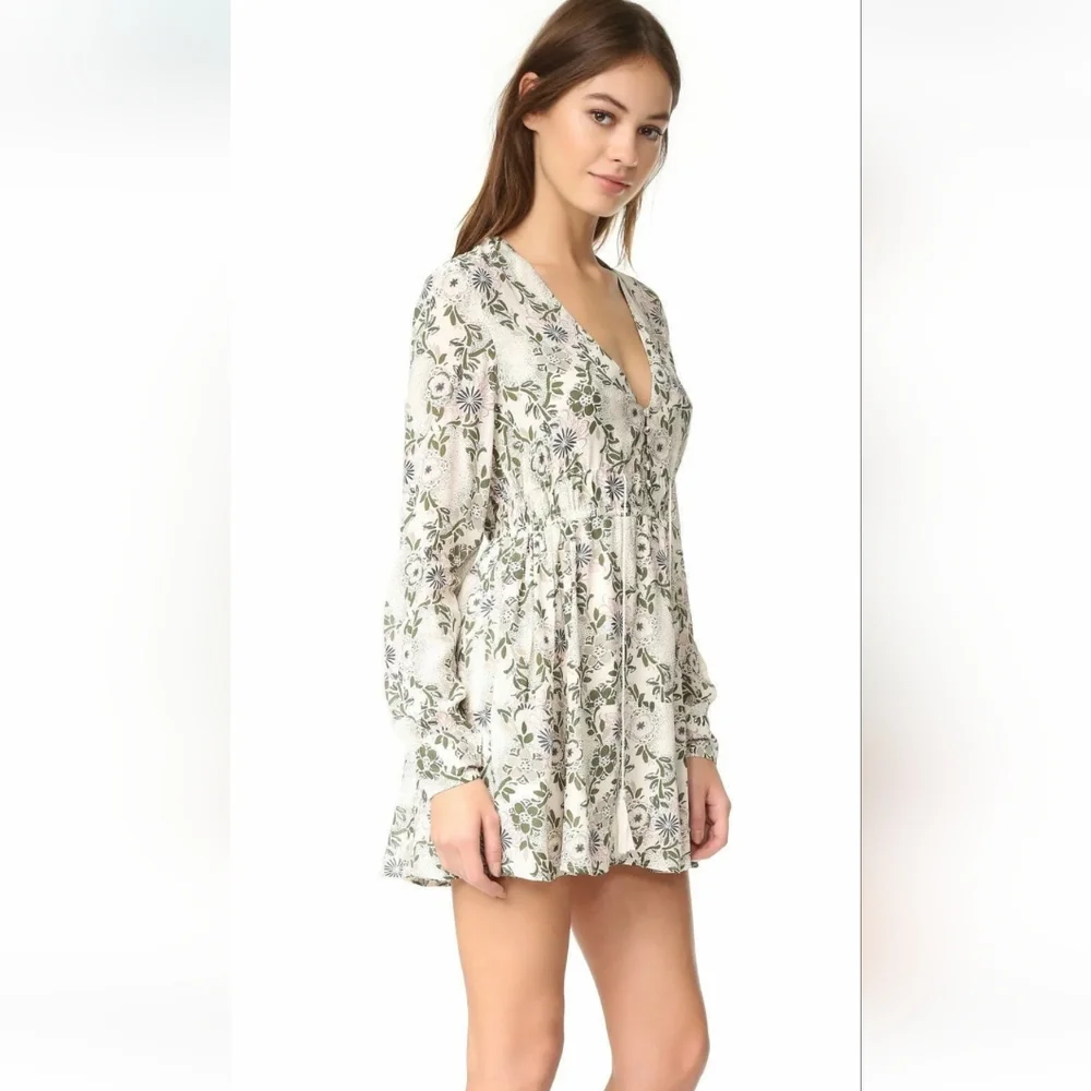 Free People Stealing‎ Fire Mini Dress In Ivory Combo